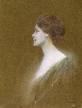 Копия картины "portrait of a woman in pink" художника "дьюинг томас уилмер"