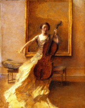 Картина "lady with a cello" художника "дьюинг томас уилмер"