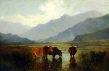Репродукция картины "landscape with cattle" художника "дэвис генри уильям бэнкс"