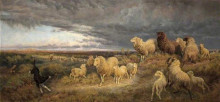 Репродукция картины "approaching thunderstorm, flocks driven home, picardy, france" художника "дэвис генри уильям бэнкс"
