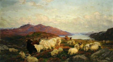 Копия картины "landscape with cattle and sheep" художника "дэвис генри уильям бэнкс"