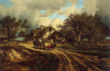 Картина "village landscape" художника "дюпре жюль"