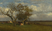 Копия картины "landscape with cows" художника "дюпре жюль"