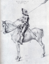 Репродукция картины "мужчина в латах верхом" художника "дюрер альбрехт"