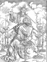 Картина "видение св. иоанна (христос и семь подсвечников)" художника "дюрер альбрехт"