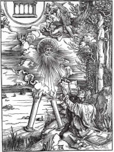 Репродукция картины "св. иоанн пожирает книгу" художника "дюрер альбрехт"