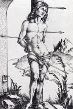Репродукция картины "св. себастьян у столба" художника "дюрер альбрехт"