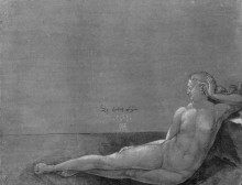 Репродукция картины "полулежащая обнаженная " художника "дюрер альбрехт"