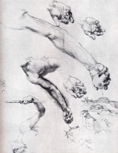 Копия картины "три этюда с натуры для руки адама" художника "дюрер альбрехт"