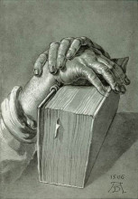 Репродукция картины "этюд руки с библией" художника "дюрер альбрехт"