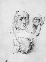 Копия картины "этюдный лист с автопортретом, рукой иподушкой" художника "дюрер альбрехт"