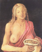 Репродукция картины "старуха с кошельком" художника "дюрер альбрехт"