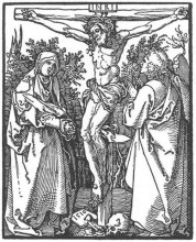 Репродукция картины "христос на кресте с дево марией и св. иоанном" художника "дюрер альбрехт"