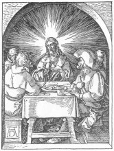 Репродукция картины "христос и ученики в эммаусе" художника "дюрер альбрехт"