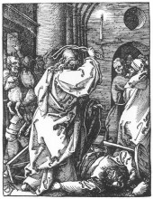Репродукция картины "христос выгоняет торговцев из храма" художника "дюрер альбрехт"