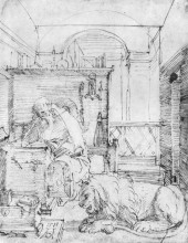 Репродукция картины "св. иероним в своей келье" художника "дюрер альбрехт"