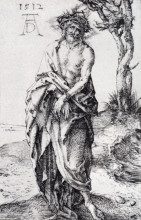 Репродукция картины "муж скорбей со сложенными руками" художника "дюрер альбрехт"