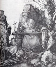 Репродукция картины "св. иероним под ивой" художника "дюрер альбрехт"