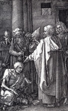 Репродукция картины "св. петр и св. иоанн исцеляют калеку" художника "дюрер альбрехт"