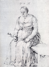 Репродукция картины "сидящая женщина" художника "дюрер альбрехт"