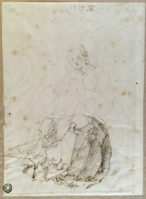 Репродукция картины "сидящая дева мария с ребенком" художника "дюрер альбрехт"