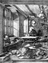 Репродукция картины "св. иероним в своей келье" художника "дюрер альбрехт"
