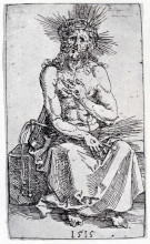 Репродукция картины "муж скорбей, сидя" художника "дюрер альбрехт"
