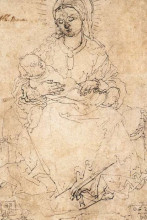 Картина "мадонна с младенцем на каменной скамье" художника "дюрер альбрехт"