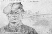 Копия картины "портрет каспара штурма и речной пейзаж" художника "дюрер альбрехт"