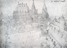 Картина "собор экс ла шапель с ее окружением, вид из коронационного зала" художника "дюрер альбрехт"