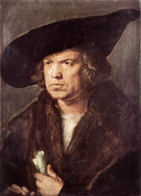 Копия картины "портрет мужчины в берете и со свитком" художника "дюрер альбрехт"