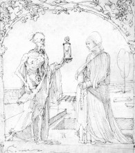 Репродукция картины "смерть и жена" художника "дюрер альбрехт"