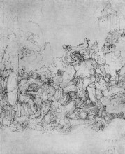 Картина "эскиз для битвы самсона с филистимлянами (часовня фуггеров в аугсбурге)" художника "дюрер альбрехт"