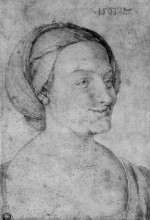 Репродукция картины "голова улыбающейся женщины" художника "дюрер альбрехт"