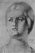 Репродукция картины "голова женщины" художника "дюрер альбрехт"