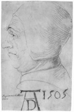 Репродукция картины "голова старика в профиль" художника "дюрер альбрехт"