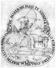 Репродукция картины "смерть верхом на коне" художника "дюрер альбрехт"