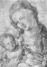 Репродукция картины "мадонна с младенцем в пол-длины" художника "дюрер альбрехт"