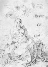 Репродукция картины "мадонна с младенцем на травяном пригорке" художника "дюрер альбрехт"