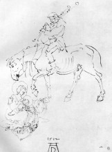 Репродукция картины "мадонна с младенцем и волынщики" художника "дюрер альбрехт"