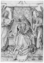 Репродукция картины "мадонна с младенцем и музицирующие ангелы" художника "дюрер альбрехт"