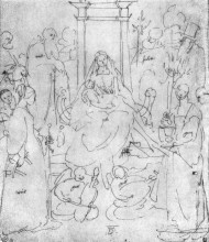Репродукция картины "мадонна с младенцем и святые с ангелами" художника "дюрер альбрехт"