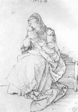Репродукция картины "дева мария с младенцем на травяном пригорке" художника "дюрер альбрехт"