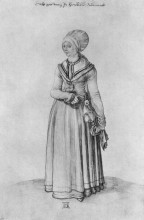 Репродукция картины "жительница нюремберга в домашнем платье" художника "дюрер альбрехт"