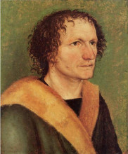 Картина "мужской портрет на зеленом фоне" художника "дюрер альбрехт"