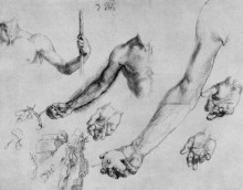 Картина "этюд мужских рук" художника "дюрер альбрехт"
