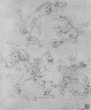 Копия картины "этюдный лист с нападением животных" художника "дюрер альбрехт"