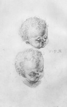 Репродукция картины "этюдный лист с головами детей" художника "дюрер альбрехт"
