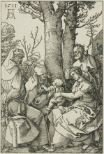 Репродукция картины "святое семейство с иоахимом и анной" художника "дюрер альбрехт"