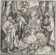Репродукция картины "святое семейство и два музицирующих ангела" художника "дюрер альбрехт"